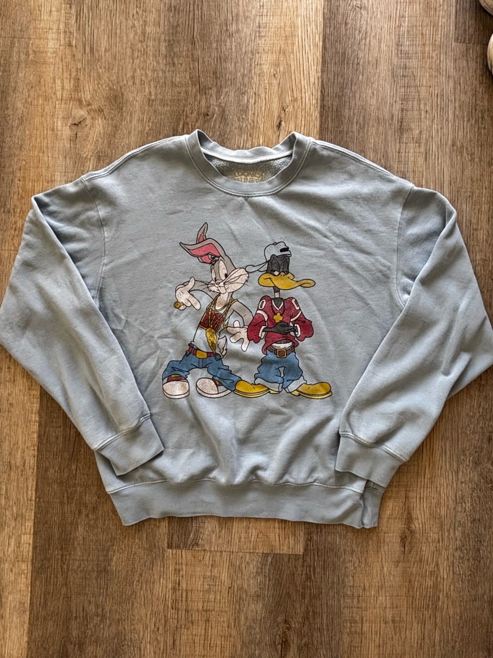 Vintage Cartoon Crewneck Sweatshirt with Bugs Bunny & Daffy Duck